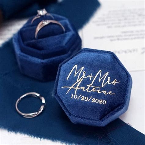 Personalised Velvet Double Wedding Ring Box Keepsake Ring Etsy