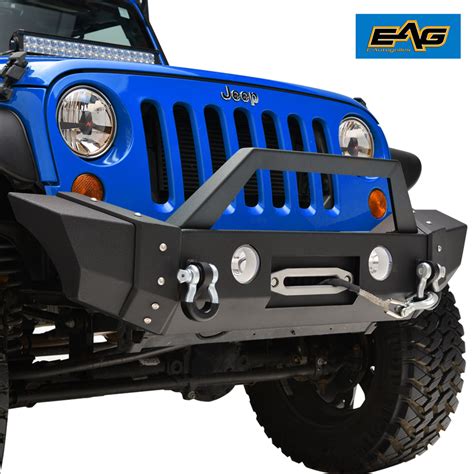 Eag Front Bumper With Fog Light Hole And Winch Plate Fit For