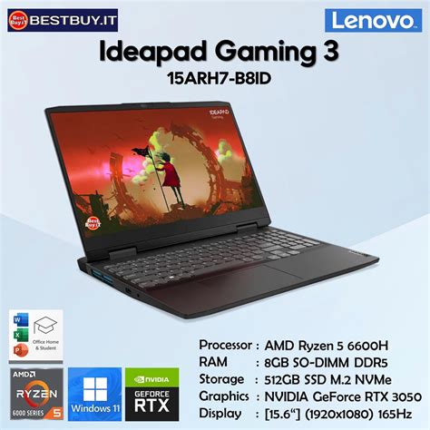 Jual Lenovo IdeaPad Gaming 3 15ARH7 B8ID R5 6600H 8GB 512GB RTX3050 W11