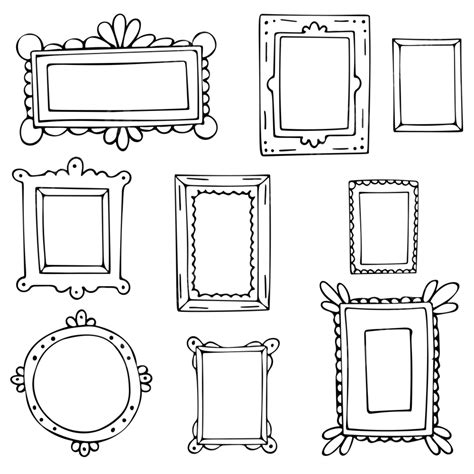 Set Of Hand Drawn Doodle Frames Simple Ink Sketch Png And Vector