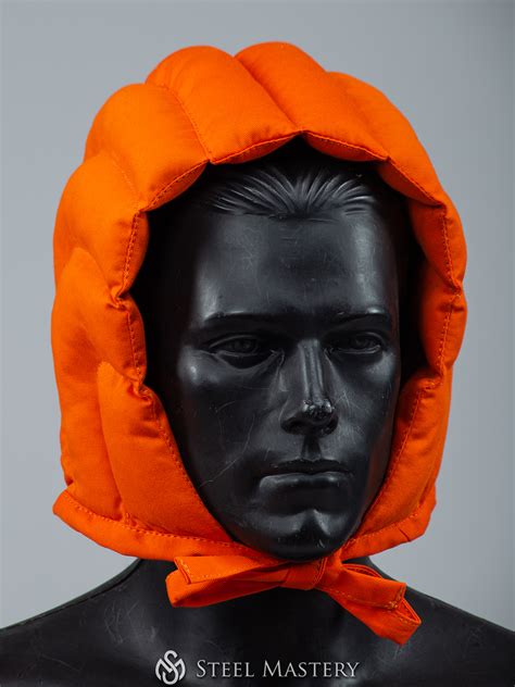 padded orange cap  helmet