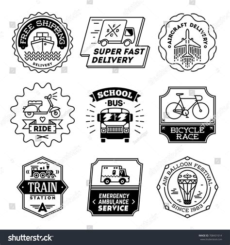 Simple Mono Lines Logos Collection Transportation Stock Vector Royalty