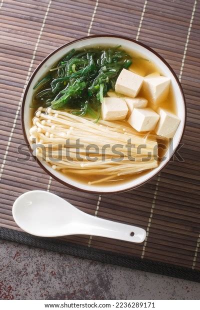 Miso Soup Tofu Enoki Mushrooms Wakame Stock Photo Shutterstock