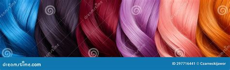 Hair Colors Palette Close Up Top View Of Colorful Professional Dyes In Hair Salon Stock