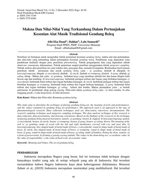 PDF Makna Dan Nilai Nilai Yang Terkandung Dalam Pertunjukan Kesenian