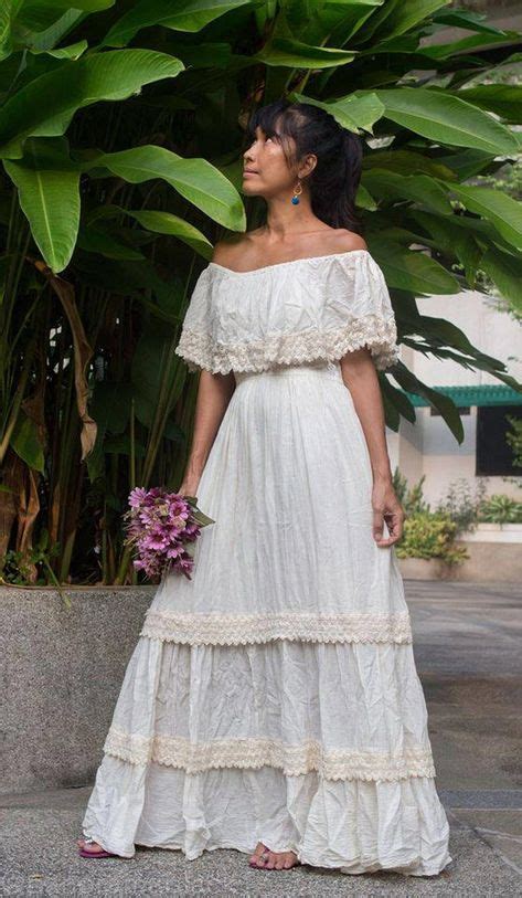 Mexicanspanish Style Off White Romantic Boho Maxi Dress Etsy