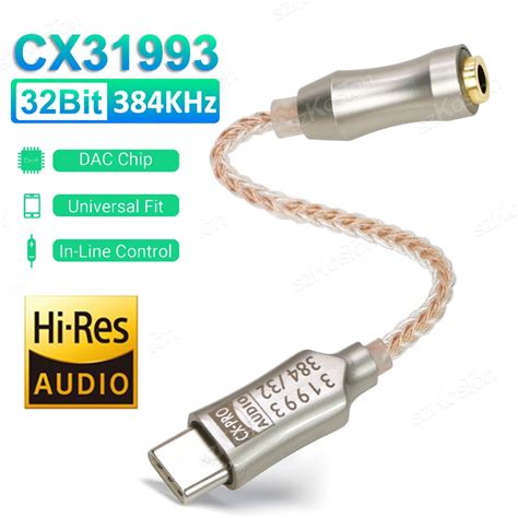 Cx31993 Audio Interface Type C To 3 5mm Headphone Amplifier Audio Adapter Hifi Usb Dac Earphone