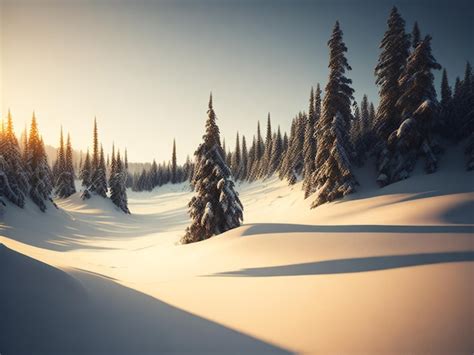 Premium AI Image | beautiful snowy winter landscape panorama with ...