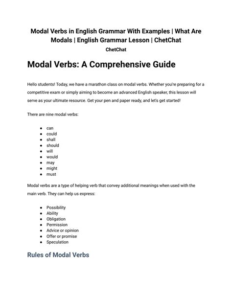 Solution Modal Verbs In English Grammar With Examples What Are Modals