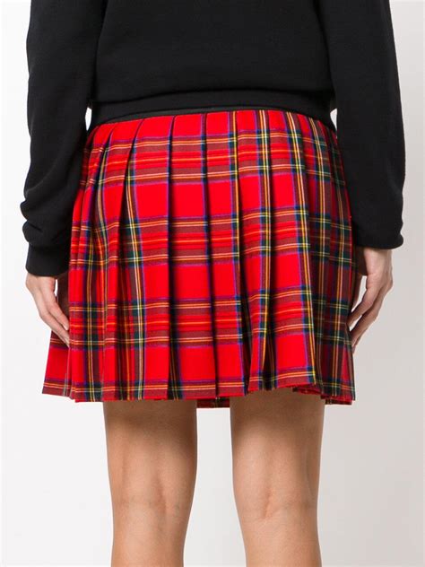 Parosh Wool Pleated Tartan Skirt In Red Lyst