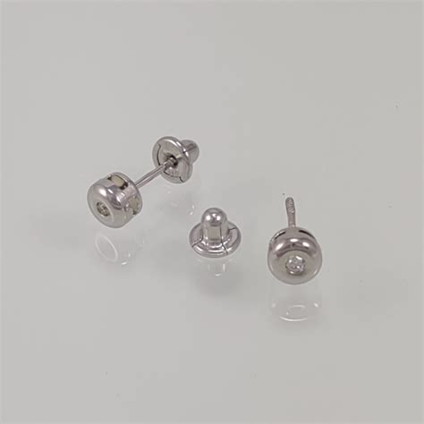 Zarcillos 5 Mm Donas C Diamante Screwback Abridores Oro Blanco