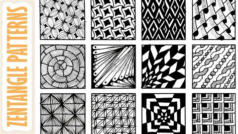 12 Zentangle Patterns Zentangle Art For Beginners Step By Step Youtube