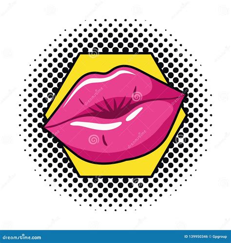 Female Lips Pop Art Style Isolated Icon Stock Vector Illustration Of