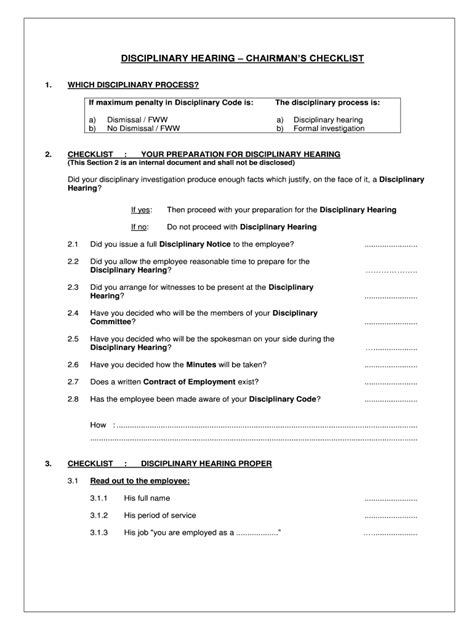 Disciplinary Hearing Checklist Complete With Ease Airslate Signnow