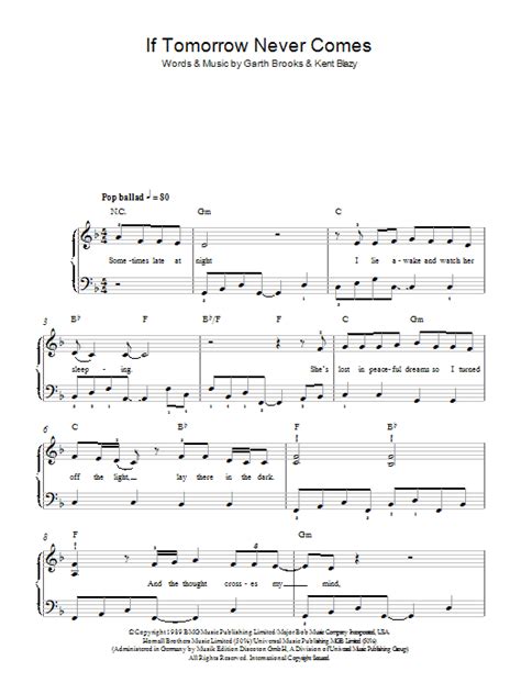 If Tomorrow Never Comes Sheet Music Direct