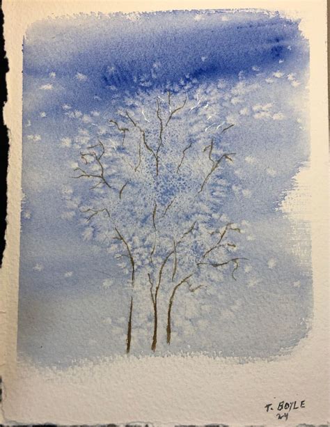 Original Hand Painted Water Color Winter Scene X Etsy Winter