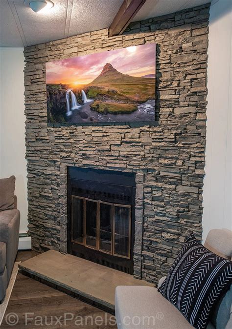 Norwich Colorado Stacked Stone is gorgeous on this modern fireplace! # ...