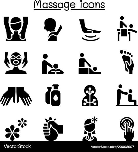 Massage Spa Alternative Therapy Icon Set Graphic Vector Image