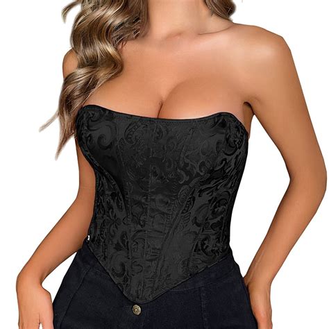 Booker Shapewear Bodysuit Women S Lace Up Vintage Boned Bustier Corset