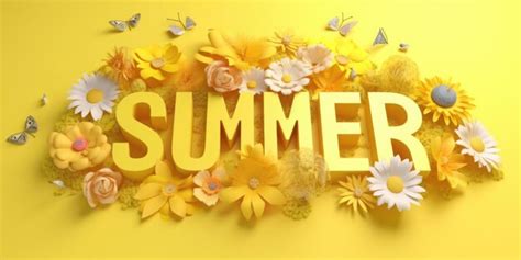 Premium AI Image | Yellow flowers with the word summer on it