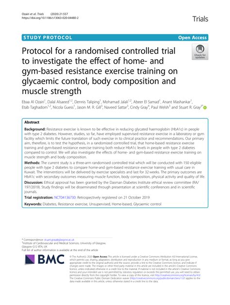 PDF Protocol For A Randomised Controlled Trial To Investigate The