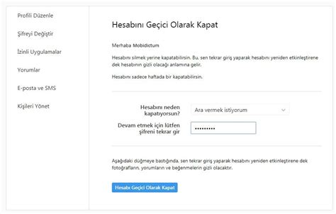 Instagram hesap dondurma işlemi nasıl yapılır Mobidictum