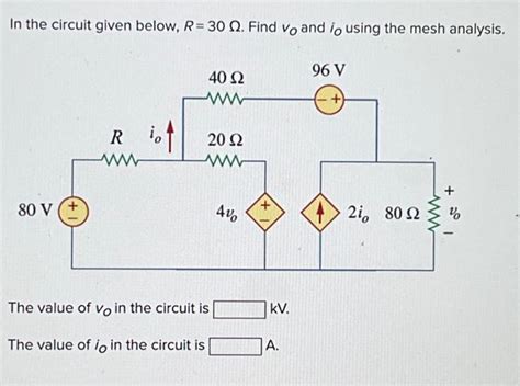 Solved In the circuit given below R 30Ω Find vO and iO Chegg