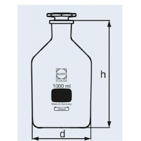 Frasco Para Reagente Boca Estreita Rolha Vidro Capacidade 500 Ml