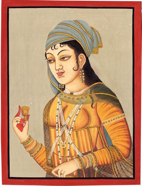 Indian Miniature Painting Handmade Mughal Empress Nur Jahan Portrait