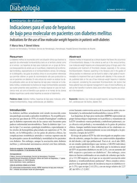 PDF Indicaciones Para El Uso De Heparinas De Bajo Peso Molecular En