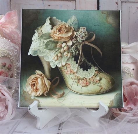 Shabby Chic Vintage French Pink Victorian Shoe Roses Country Cottage