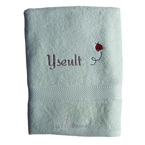 Serviette De Bain Brod E Avec Un Pr Nom Et Une Coccinelle En Vol Le