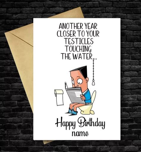 Funny Birthday Card Personalised Rude Adult For Men Male Dad Testicles