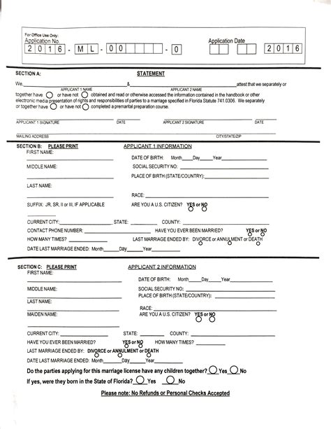 Marriage License Printable Forms