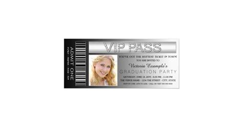 Black Vip Pass Admission Ticket Graduation Party Card Zazzle