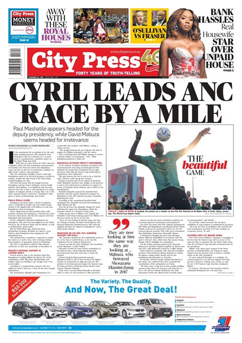 Whats In City Press Cyril Leads Anc Race By A Mile Bank Pursues