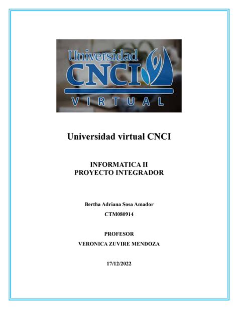 Proyecto Integrador Informatica Ii Universidad Virtual Cnci