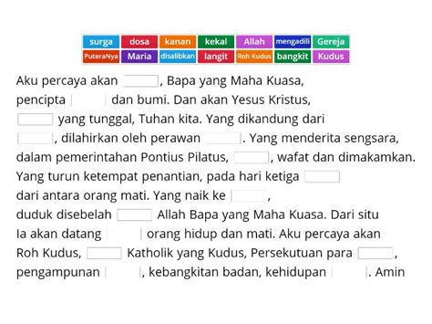 Doa Aku Percaya Credo Syahadat Para Rasul Complete The Sentence