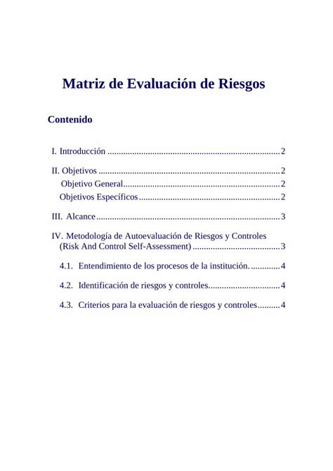 Pdf Matriz De Evaluaci N De Riesgos I Pdf Filepara El Presente