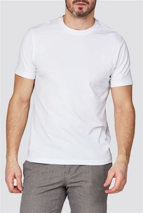 White Crew Neck Stretch T Shirt