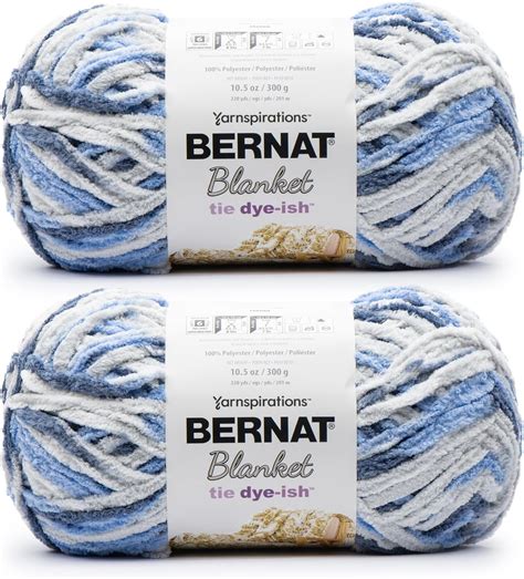 Bernat Blanket Tie Dye Ish Blue Skies Yarn 2 Pack Of 10