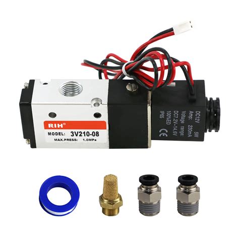 3V Series 3V210 08 2 Position 3 Way Silver Color Solenoid Valve Right