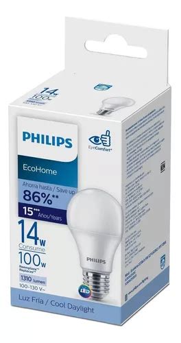 Foco Ecohome 14w Con Luz Fría De 1310 Lm Philips 100 130 V MercadoLibre