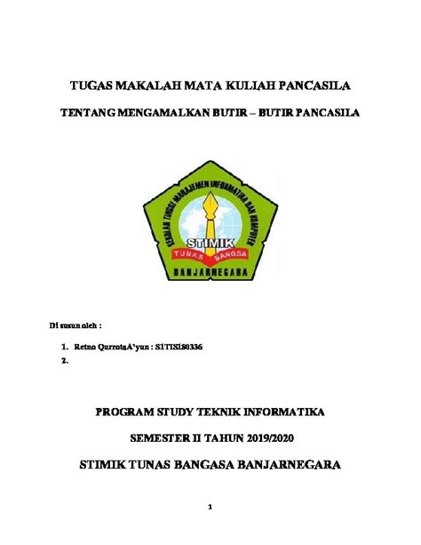 Tugas Makalah Mata Kuliah Pancasila Pdfcoffee