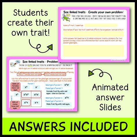 Sex Linked Traits Worksheet PDF Digital With Answer Key