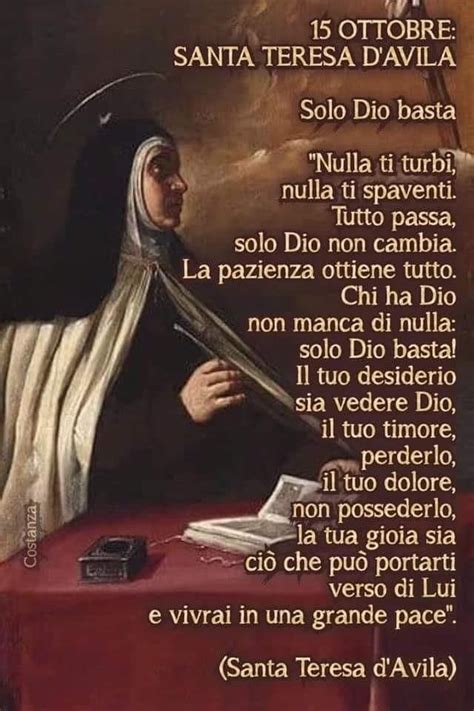 An Image Of The Saint Teresa Davillia With Text In Spanish And English