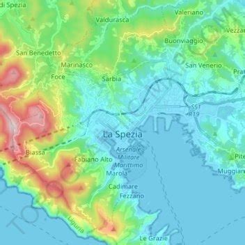 Topografische Karte La Spezia H He Relief