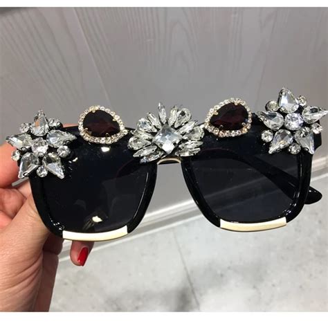 Custom Made Crystal Luxury Sunglasses Women Bling Rhinestone Oversize Moflily Sunglasses