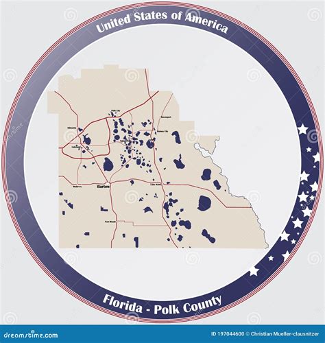 Map Of Polk County In Florida Stock Vector Illustration Of Freeway