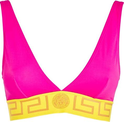 Versace Greca Border Triangle Bikini Top Shopstyle Swimwear